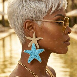 Turquoise Starfish Beach Stud Earrings Coastal Summer Jewelry